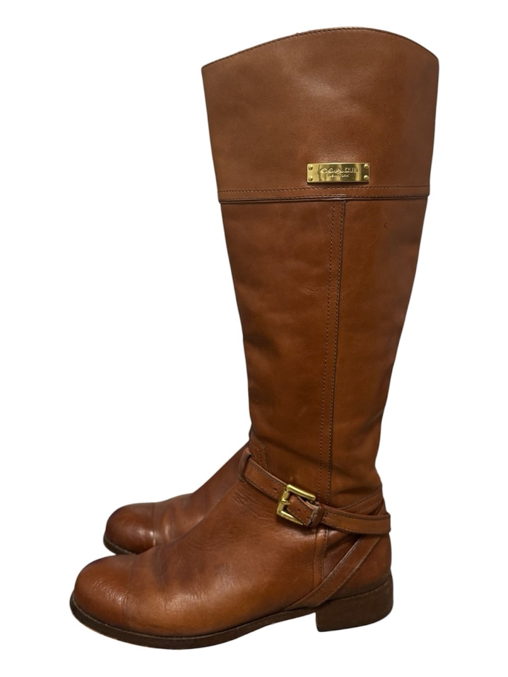 COACH Women’s Micha Leather Buckle Riding Boots, Chestnut Brown, Size 6 - Picture 4 of 16